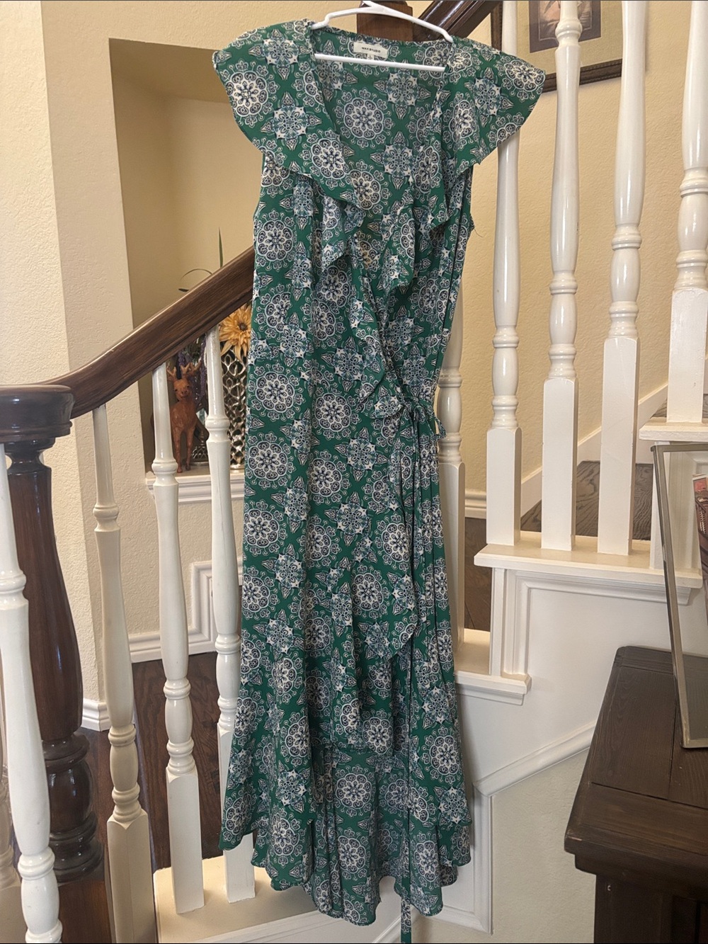 Max Studio Green Medallion Maxi Wrap Dress